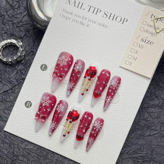 Snowflake Big Red Christmas Nail