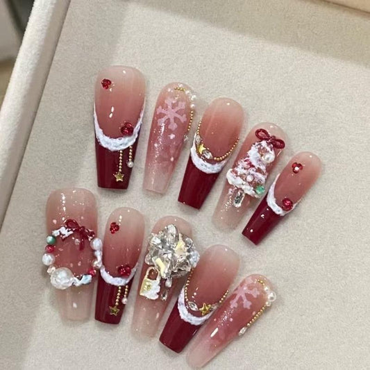 Ribbon Christmas Nails