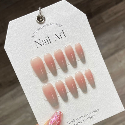 Gentle Pink Gradient Nail Handmade Press On Nail