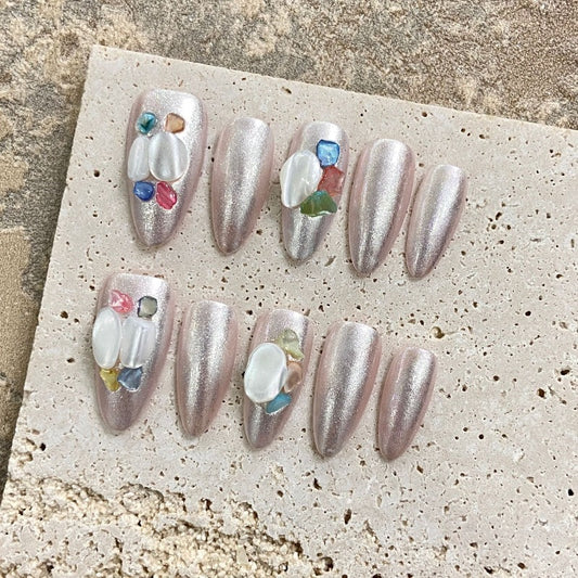 Mirror Shells Handmade Press On Nail