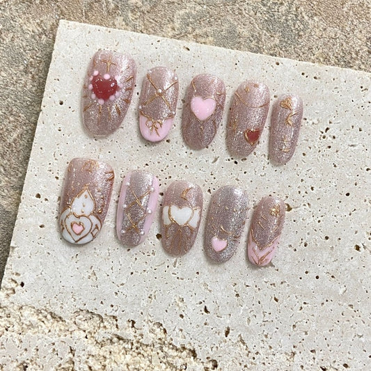 Close One's Heart and Seal One's Love  Handmade Press On Nail