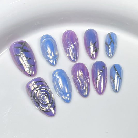 Tornado Purple Almond Nail