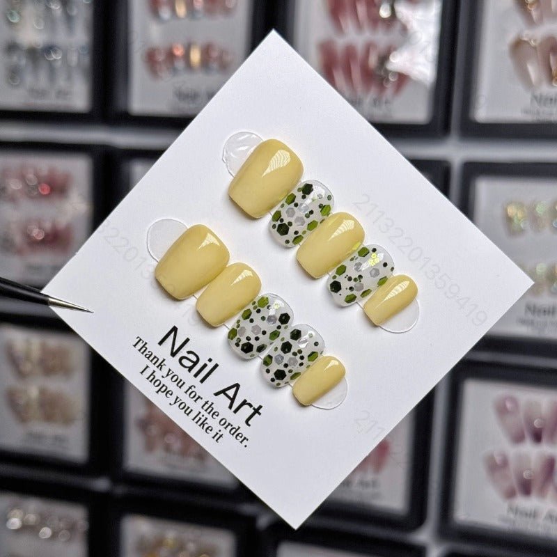 Yellow Polka Dot Nail Handmade Press On Nail