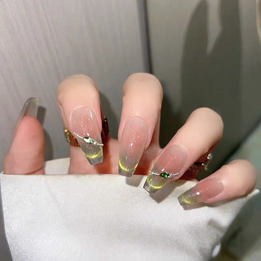 Green Fairy French Nail Handmade Press On Nails