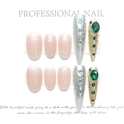 Courtly Style Armour Emerald Handmade Press On Nail