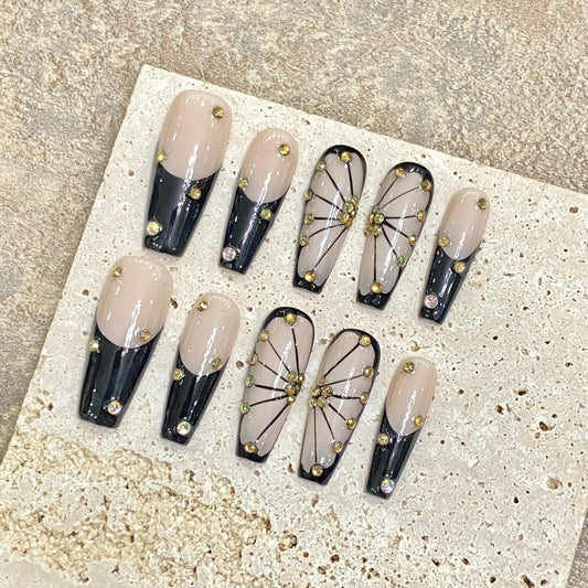 Hand Painted Butterfly Nude Nail Handmade Press On Nail