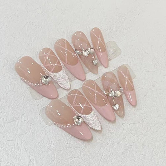 Love Ballet Shoes French Nail Handmade Press On Nail