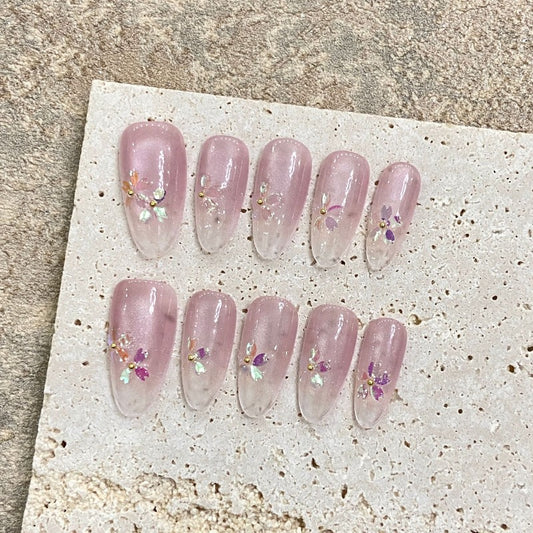 Applique Blush Nail Handmade Press On Nail