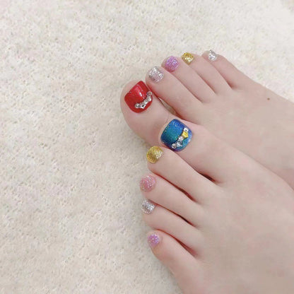 Dopamine Bright Handmade Press On Toe Nails