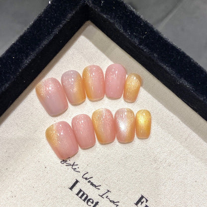 Yellow Gradient Cat's Eye Handmade Press On Nail