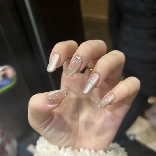 Ribbon Diamonds Nude Nail