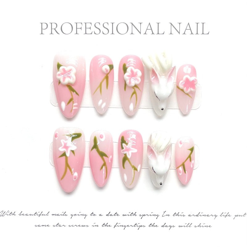 Peachy Fox Almond Nail  Handmade Press On Nail