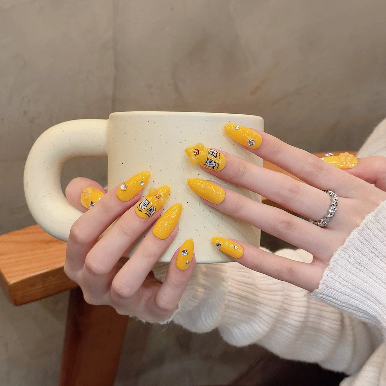 Three-dimensional Cartoon Yellow Nails Handmade Press On Nail