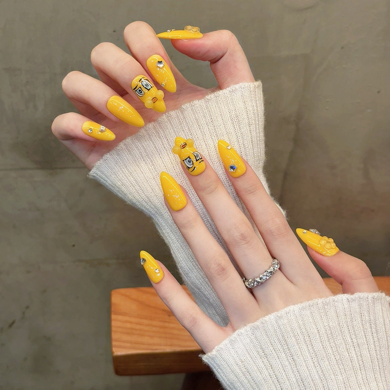 Three-dimensional Cartoon Yellow Nails Handmade Press On Nail