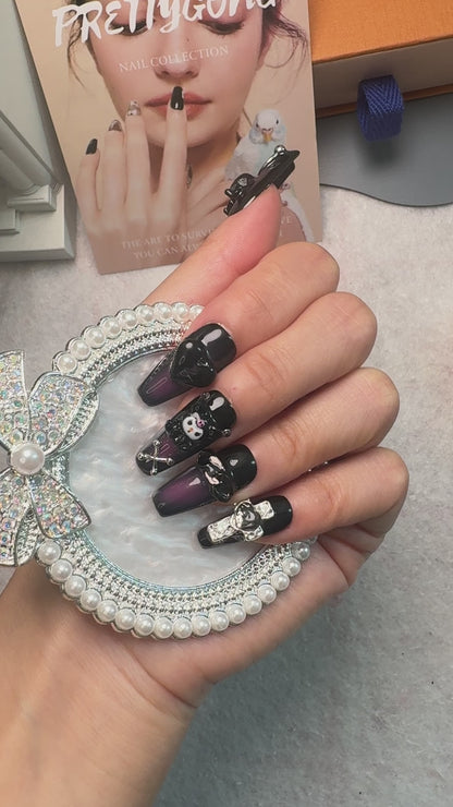 Deep Purple Kurumi Handmade Press On Nail